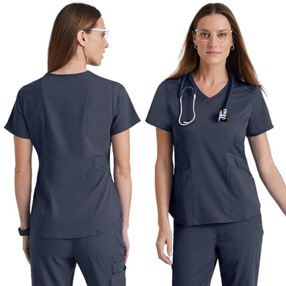 BARCO Grey's Anatomy V Neck Scrub Top  Steel Gray Style GTO33X  2XL & 3XL NWT